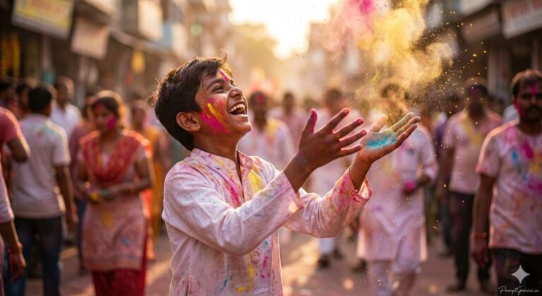 Realistic Holi Boy Prompt