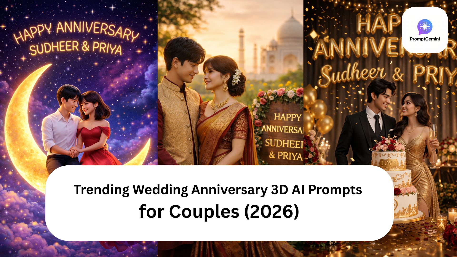 Trending Wedding Anniversary 3D AI Prompts for Couples (2026)